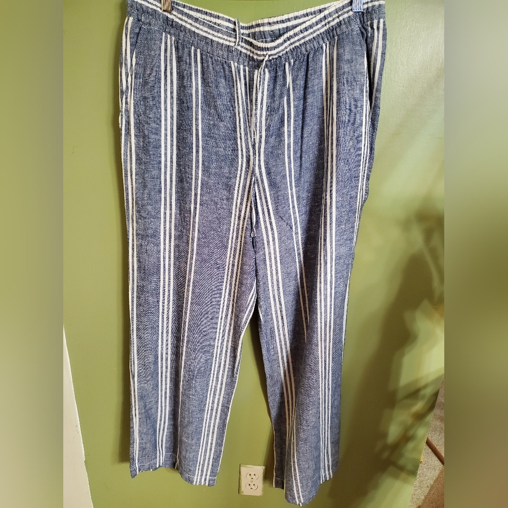 Blue and White Striped Pants